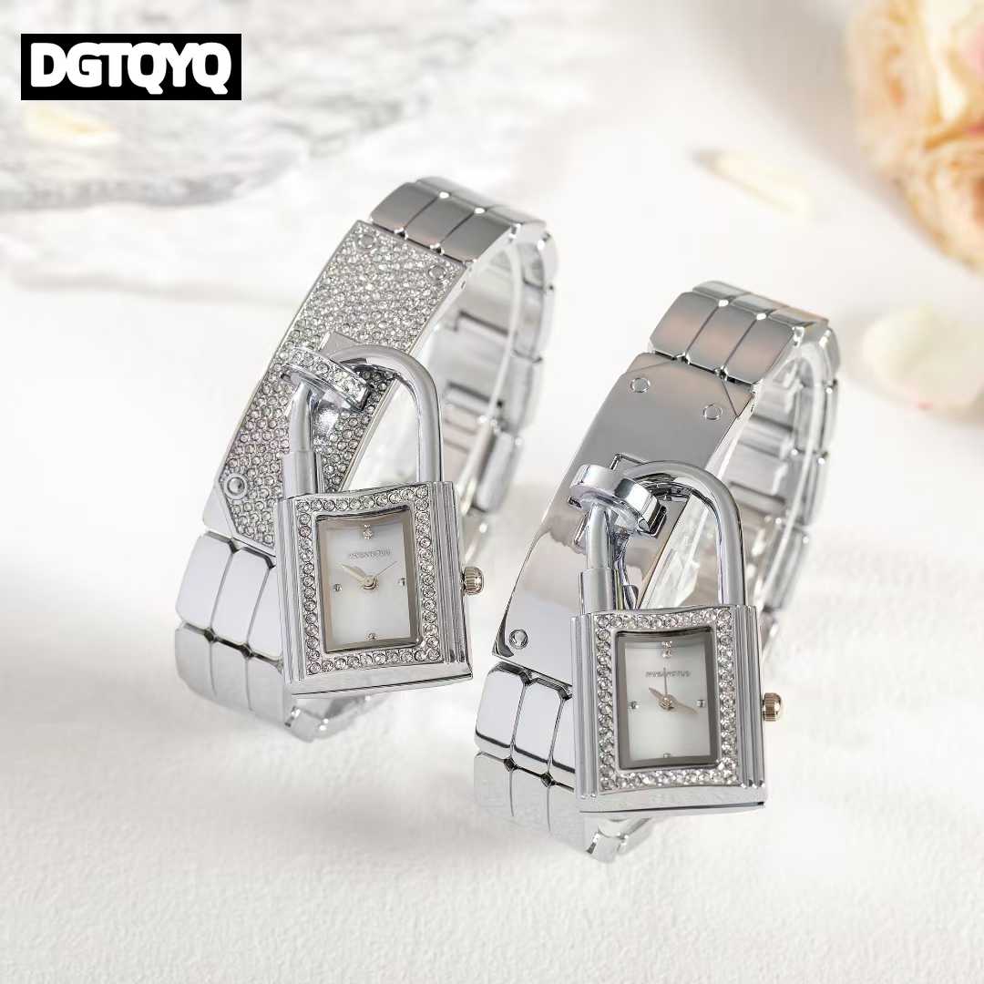 Jewelry Diamond Watches - Dames argent serrure détachable montre-Bracelet diamant